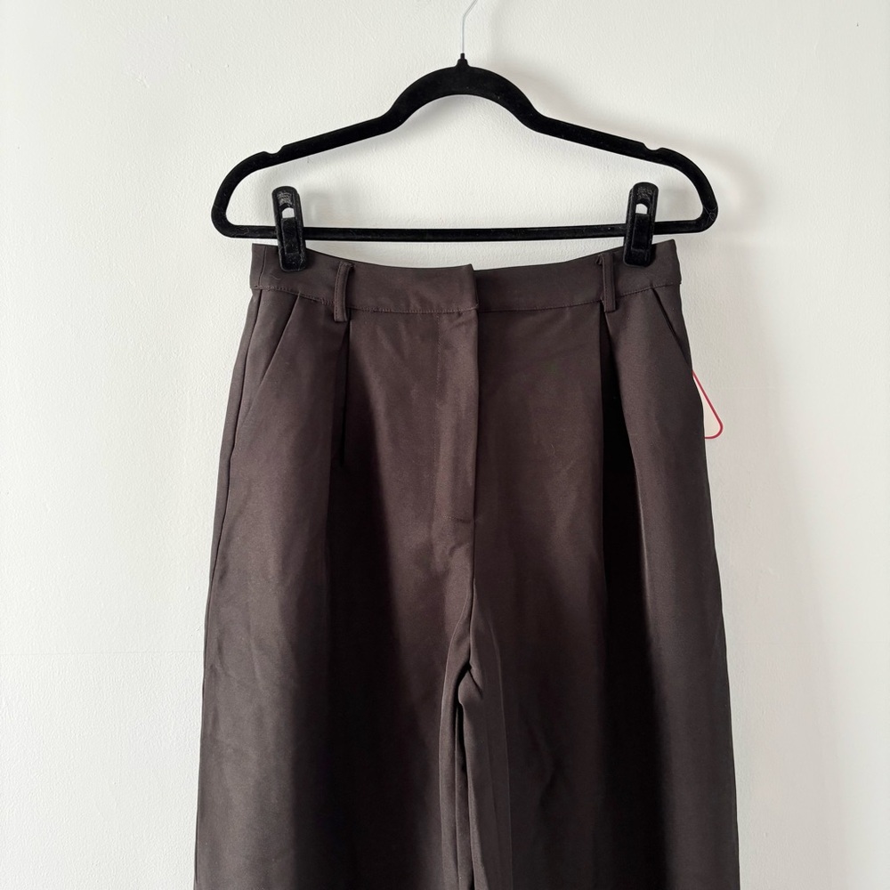 Club L London NWT Raina Black High Waist Pleated Wide-Leg Trousers Pants Black - Picture 4 of 8